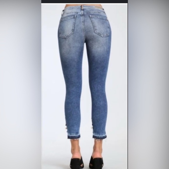 Mavi Blue Distressed Embroidered Cropped ankle Jeans - Picture 10 of 10